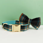 Collier chien luxe à carreaux avec gravure