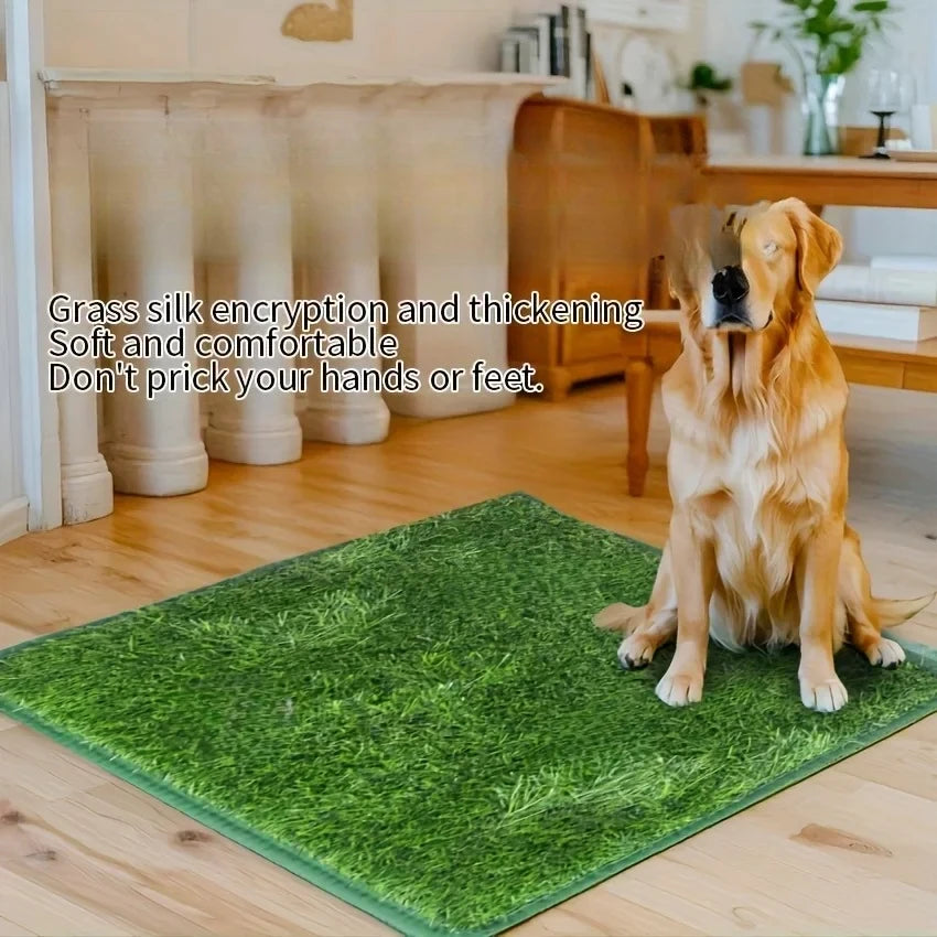 Tapis toilette chien imitation gazon lavable antidérapant
