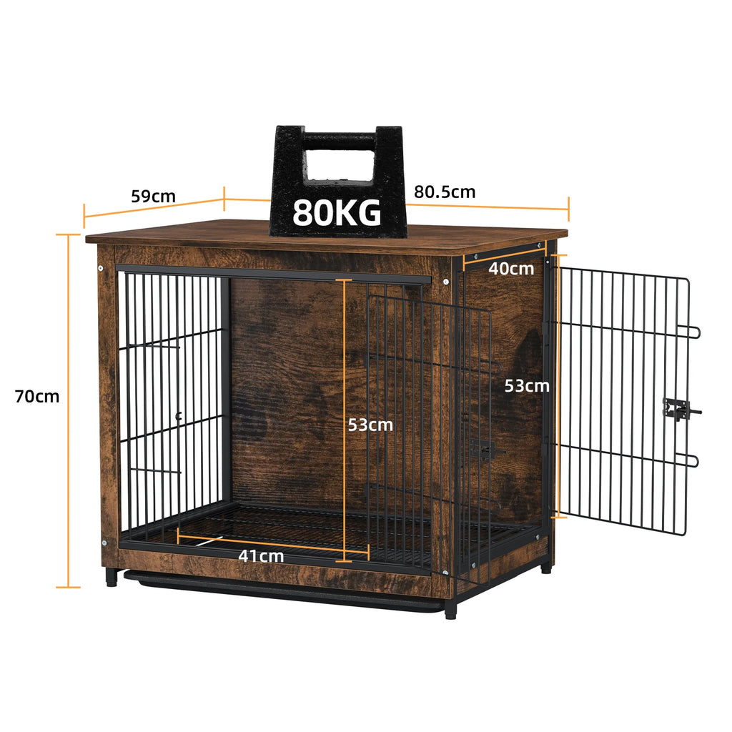 Cage chien meuble bois métal S–L portes doubles