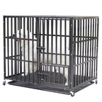 Cage chien métal robuste 3 portes roulettes bac amovible