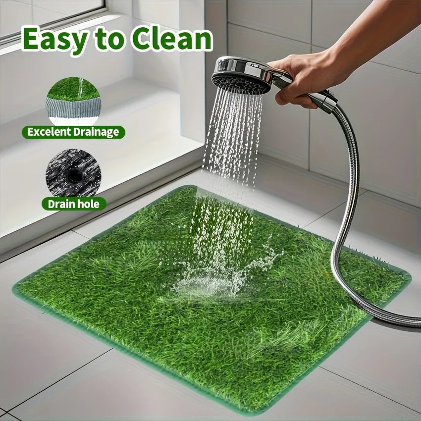 Tapis toilette chien imitation gazon lavable antidérapant