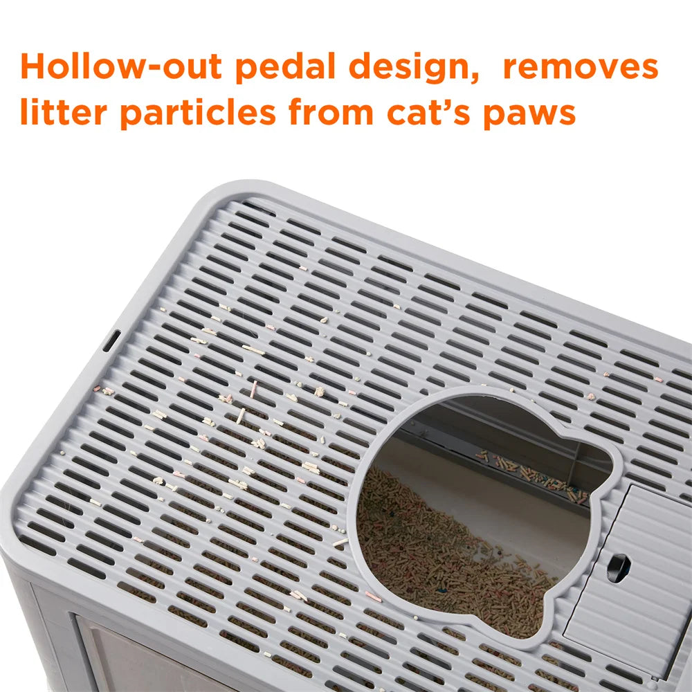 Bac litière chat XL tiroir entrée haut anti-éclaboussures