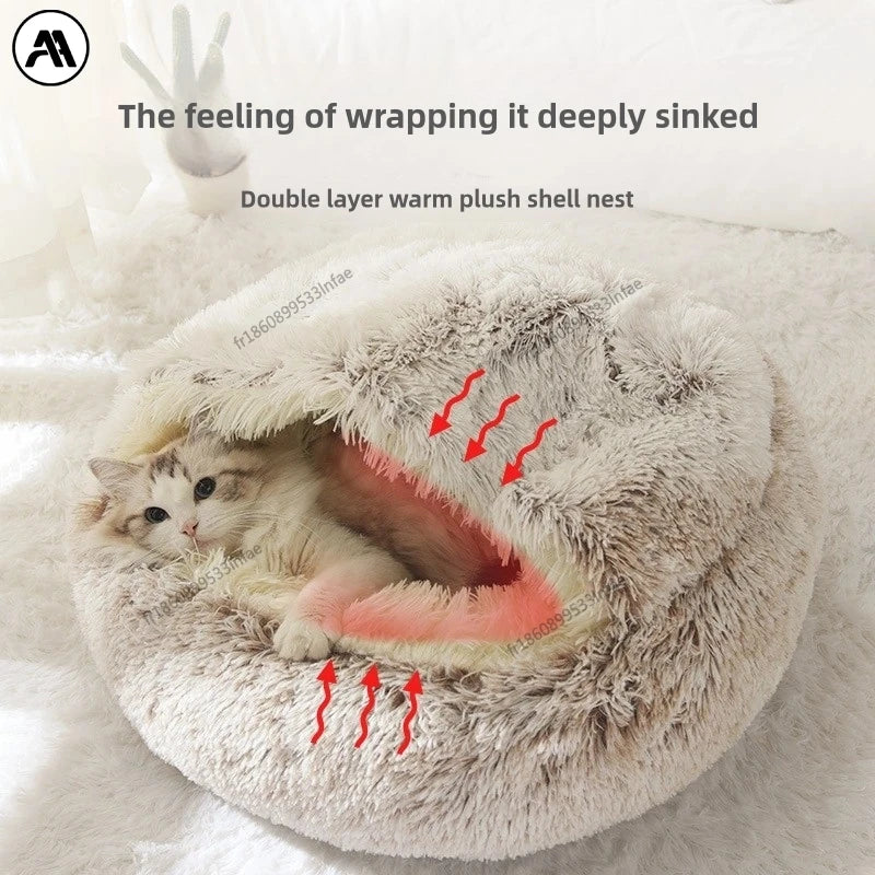 Nid cocon ultra-moelleux pour chat – Chaleur & sécurité absolues