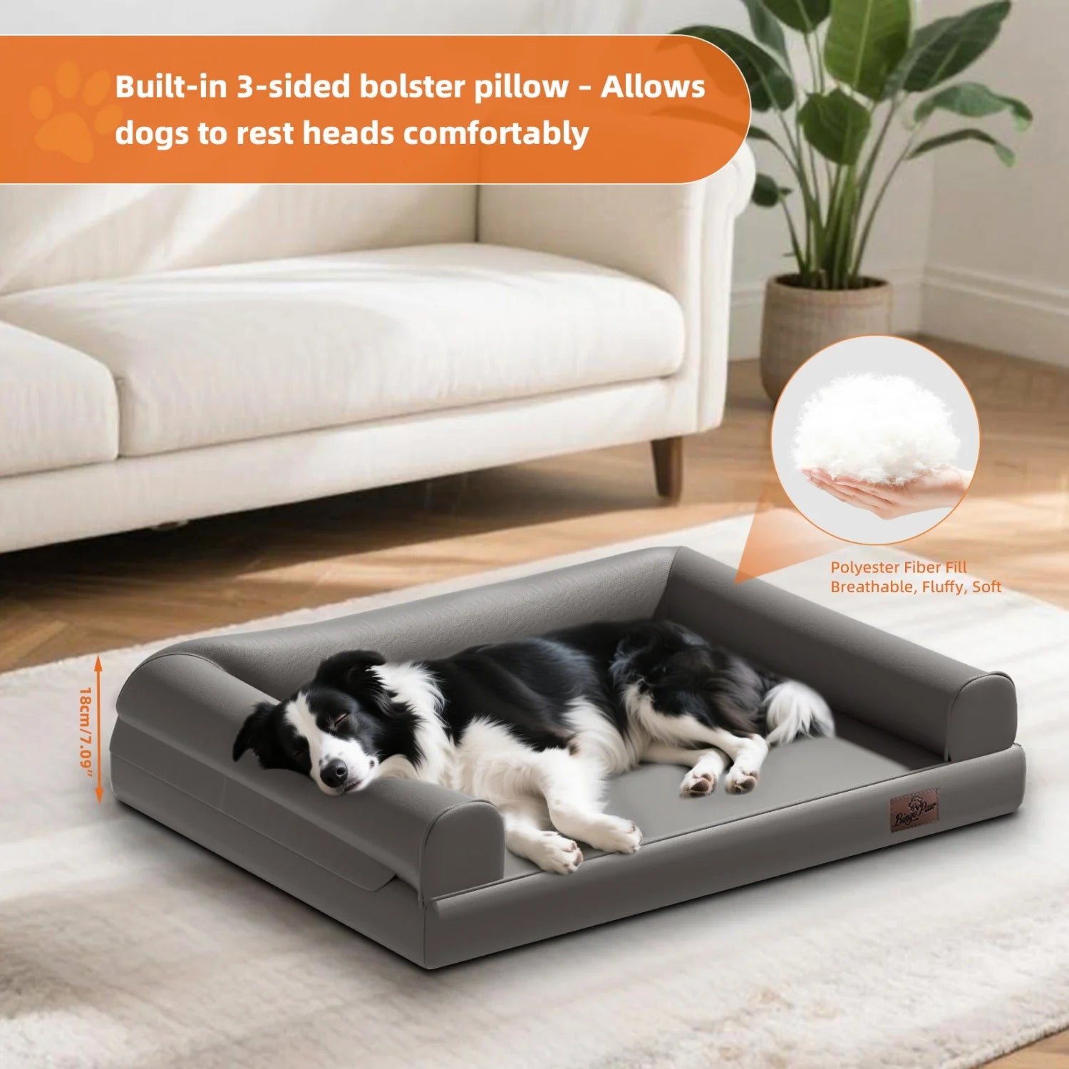 Lit chien canapé cuir microfibre M–2XL rebords