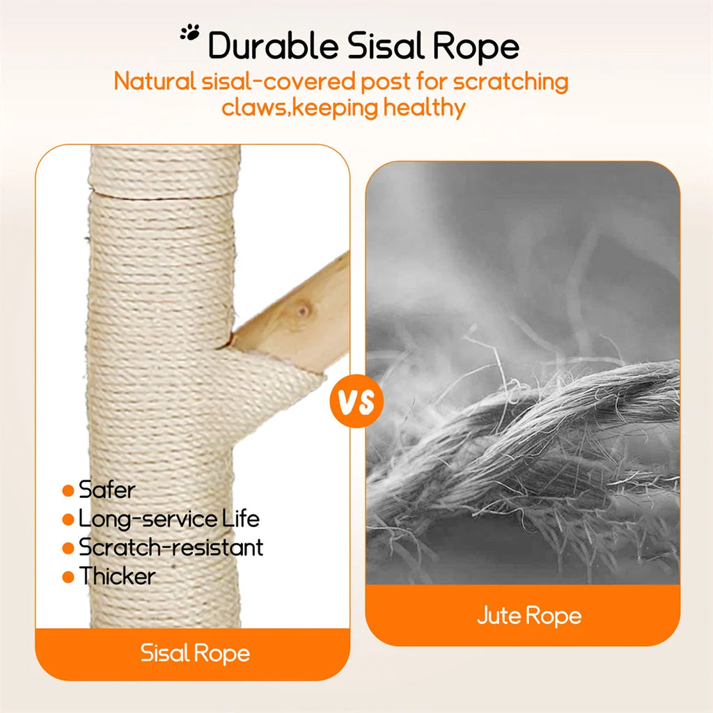 Arbre à chat moderne 110cm bois massif griffoir