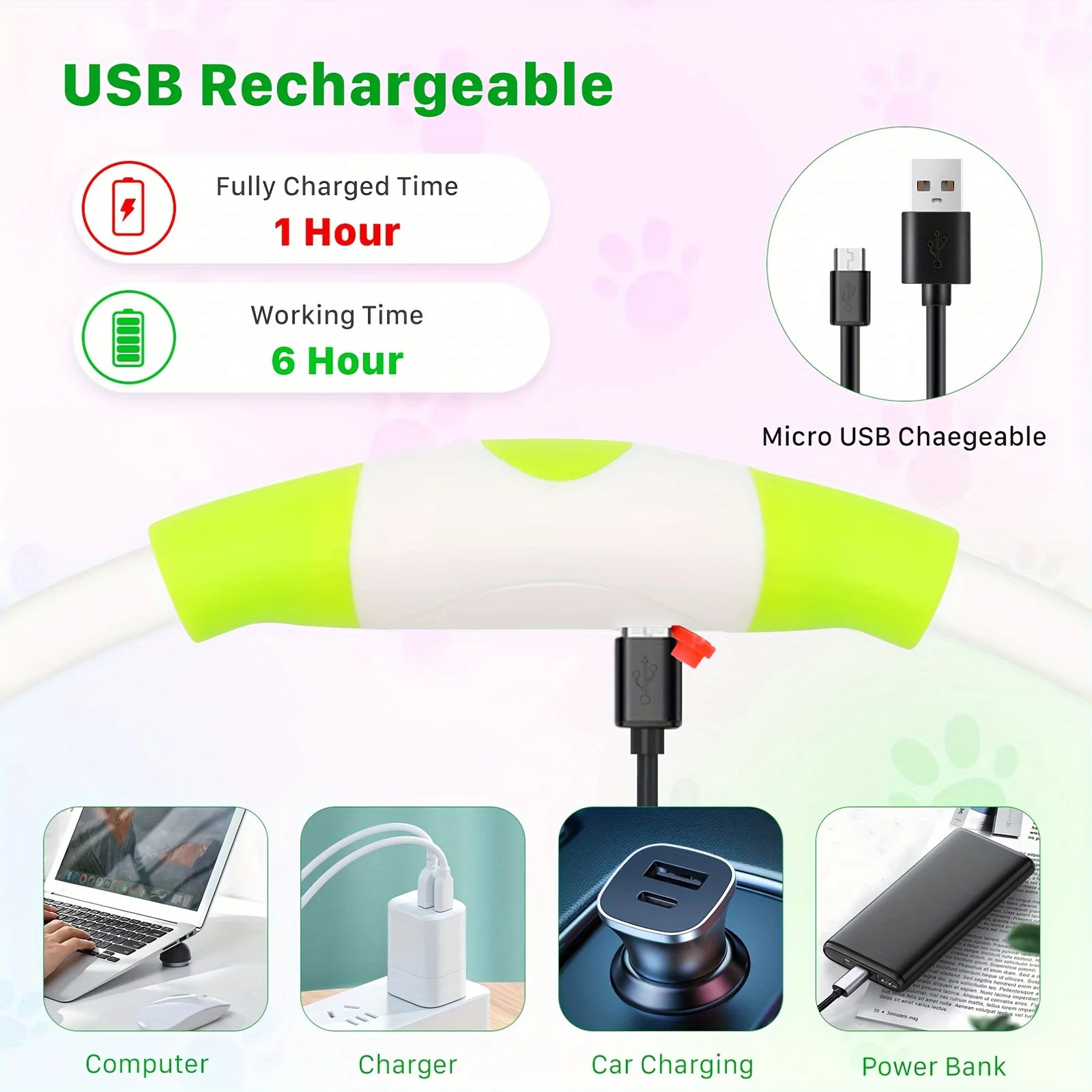 Collier LED chien USB lumineux rechargeable nuit