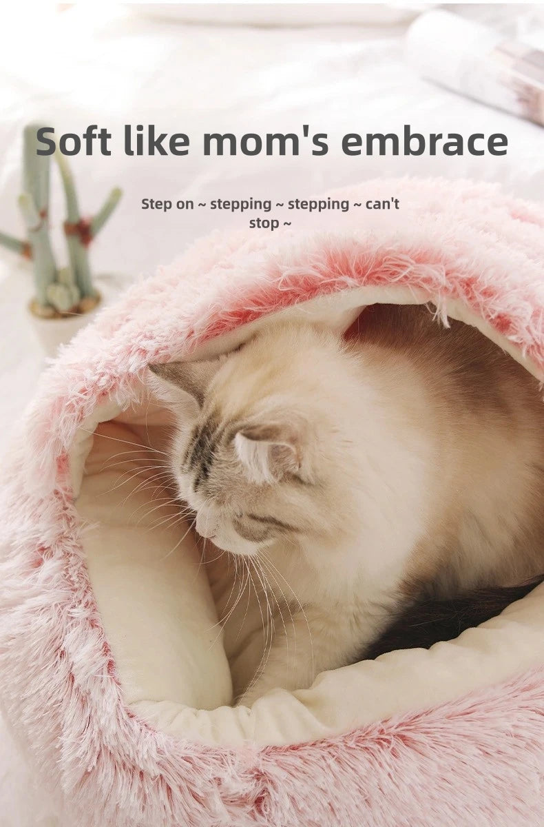 Nid cocon ultra-moelleux pour chat – Chaleur & sécurité absolues