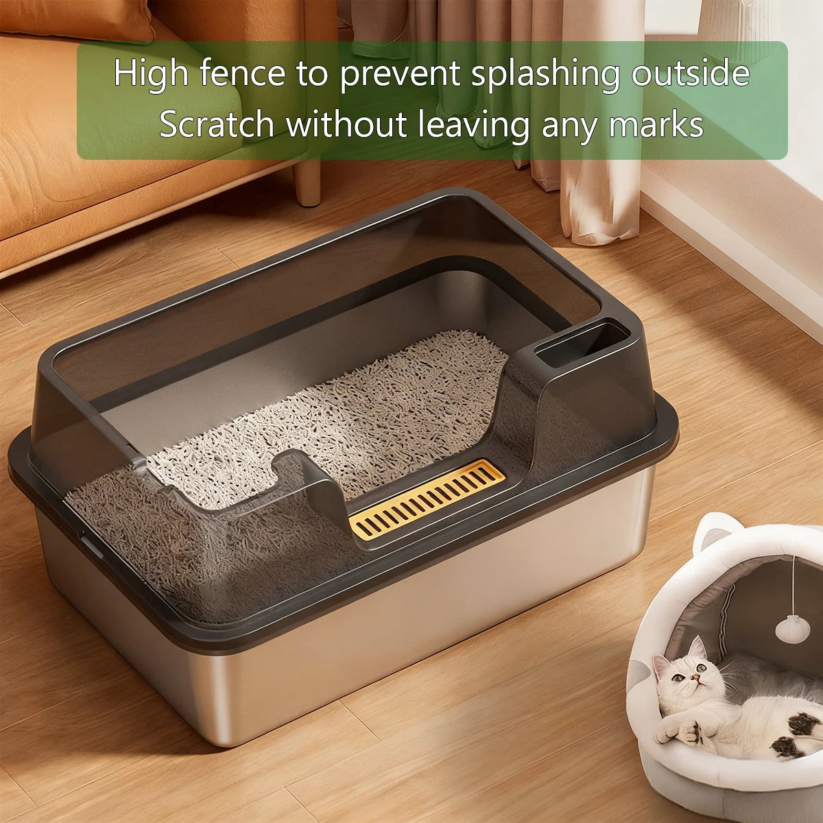 Bac litière chat inox XL